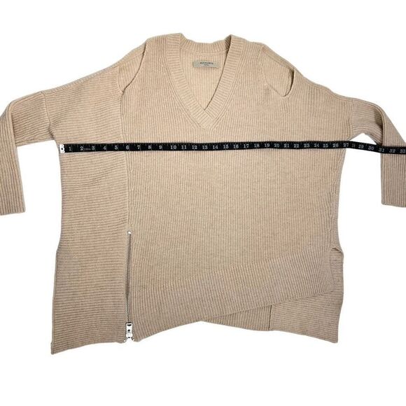 AllSaints Women's Cream Wool Able Open Shoulder Jumper Sweater Size Small - Picture 11 of 12